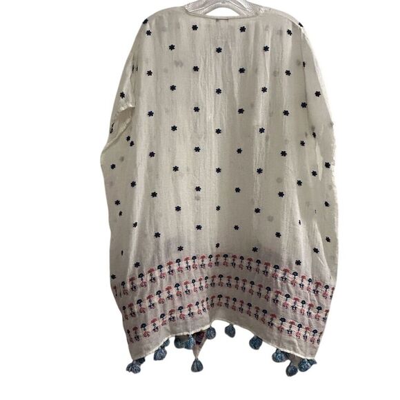 J. Crew Women's Embroidered Tassel Beach Poncho Cover Up Multicolor - Picture 6 of 13